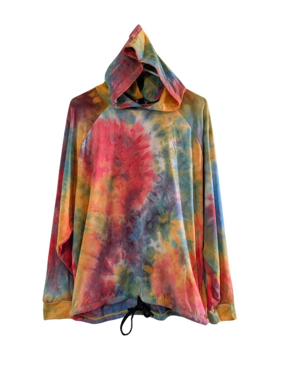 Rouge Collection Women's Rainbow Tie Dye Hoodie Mulitcolor Plus Size 2X Pullover